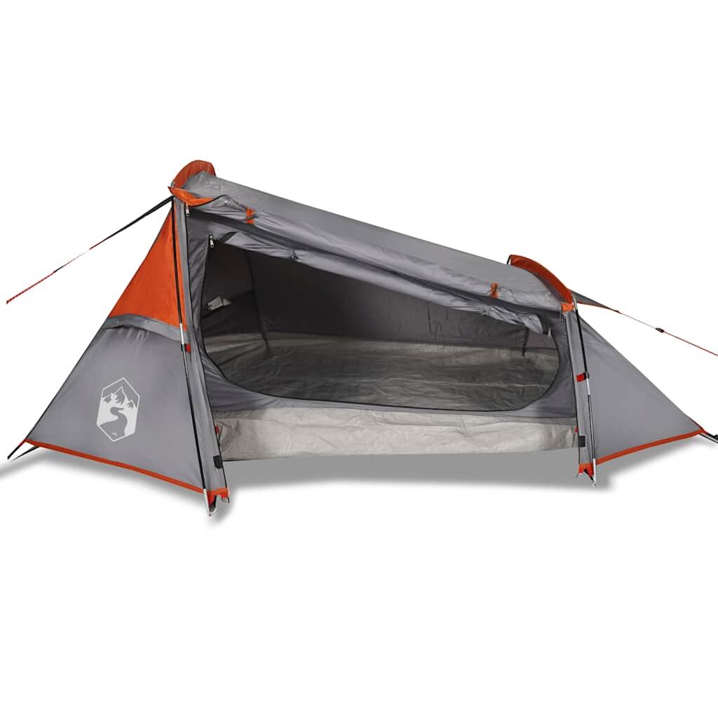 Vidaxl Tente Tunnel 2 Personnes Étanche Gris et Orange 4/7