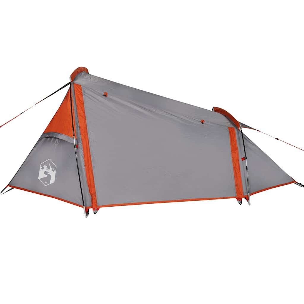 Vidaxl Tente Tunnel 2 Personnes Étanche Gris et Orange 5/7
