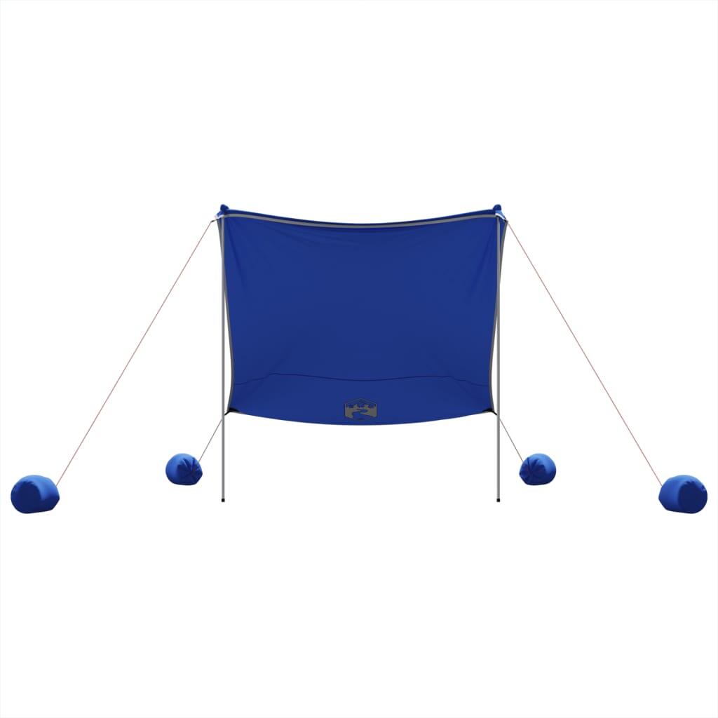 VidaXL Parasol de plage 214x236 cm polyester SPF 40+ bleu/gris 4/7
