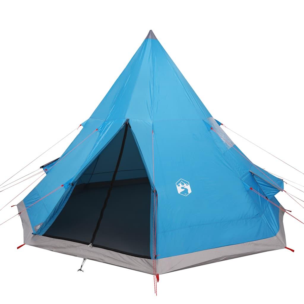 Tente de camping vidaXL Tipi 4 personnes bleue 4/7