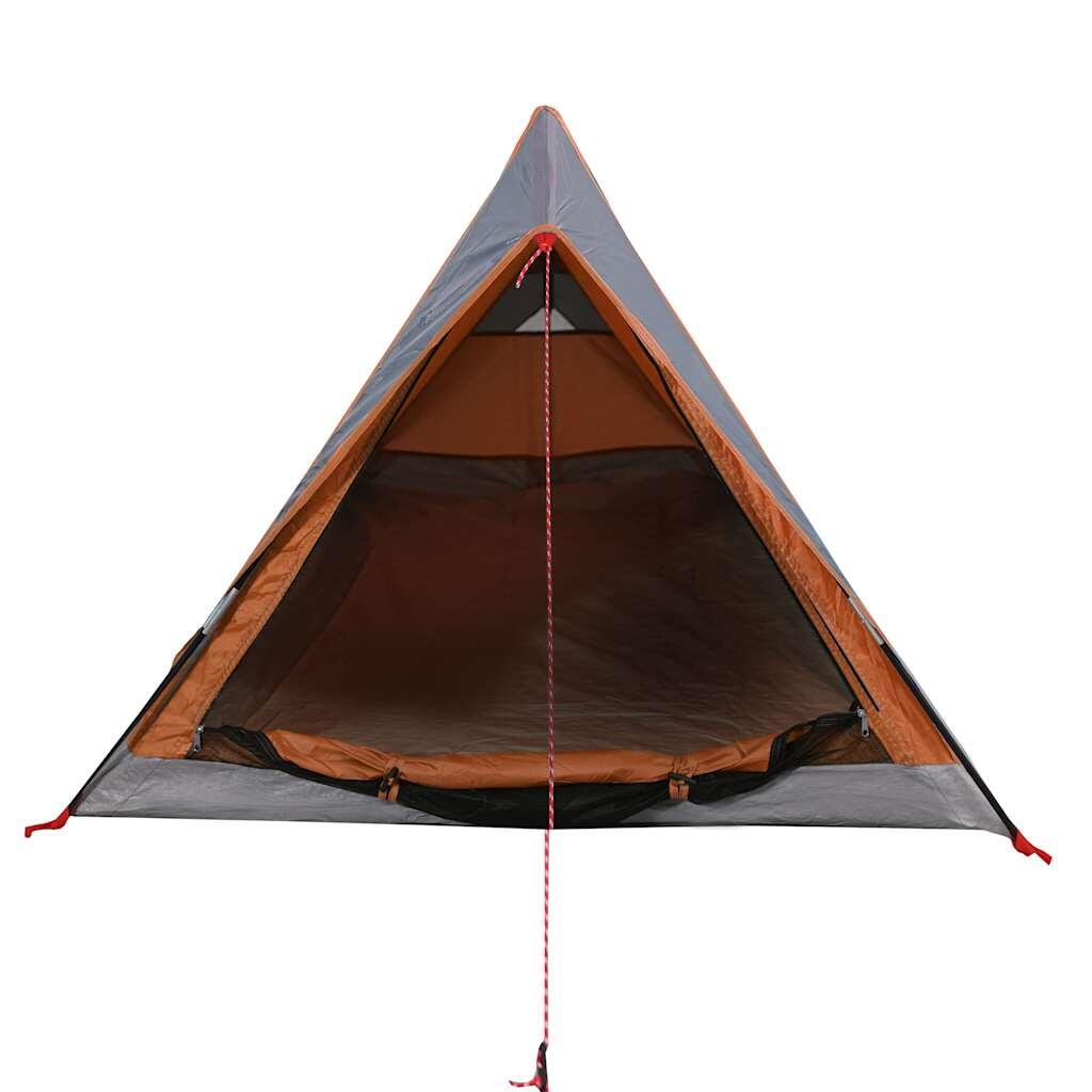 Tente VidaXL étanche 2 personnes gris et orange 5/7