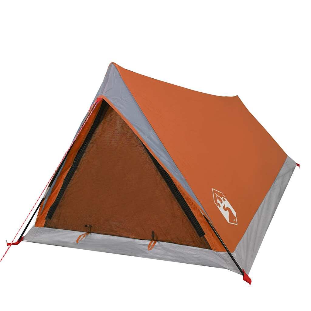 Tente VidaXL étanche 2 personnes gris et orange 4/7