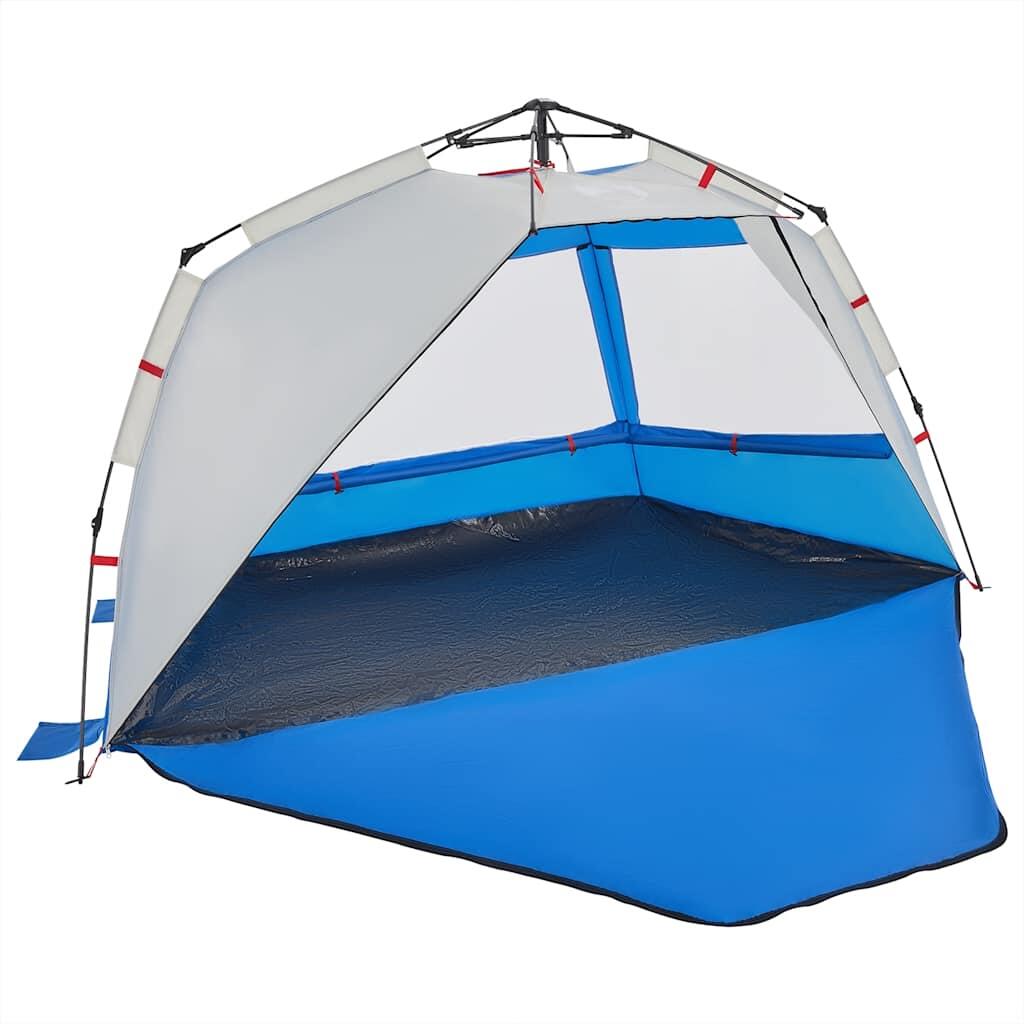 VidaXL Tente de plage 3 personnes imperméable montage rapide azur bleu 5/7