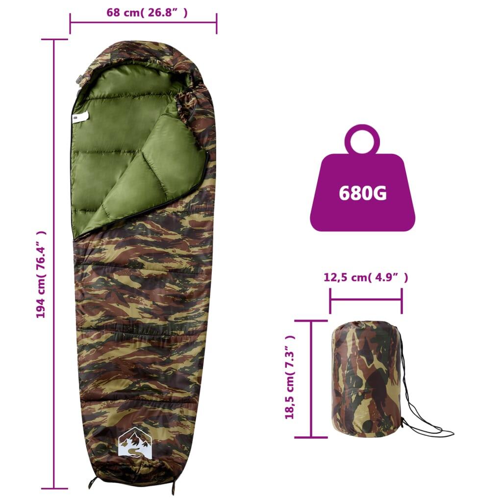 VidaXL śpiwór mumia dla dorosłych 3 sezony camo 5/6