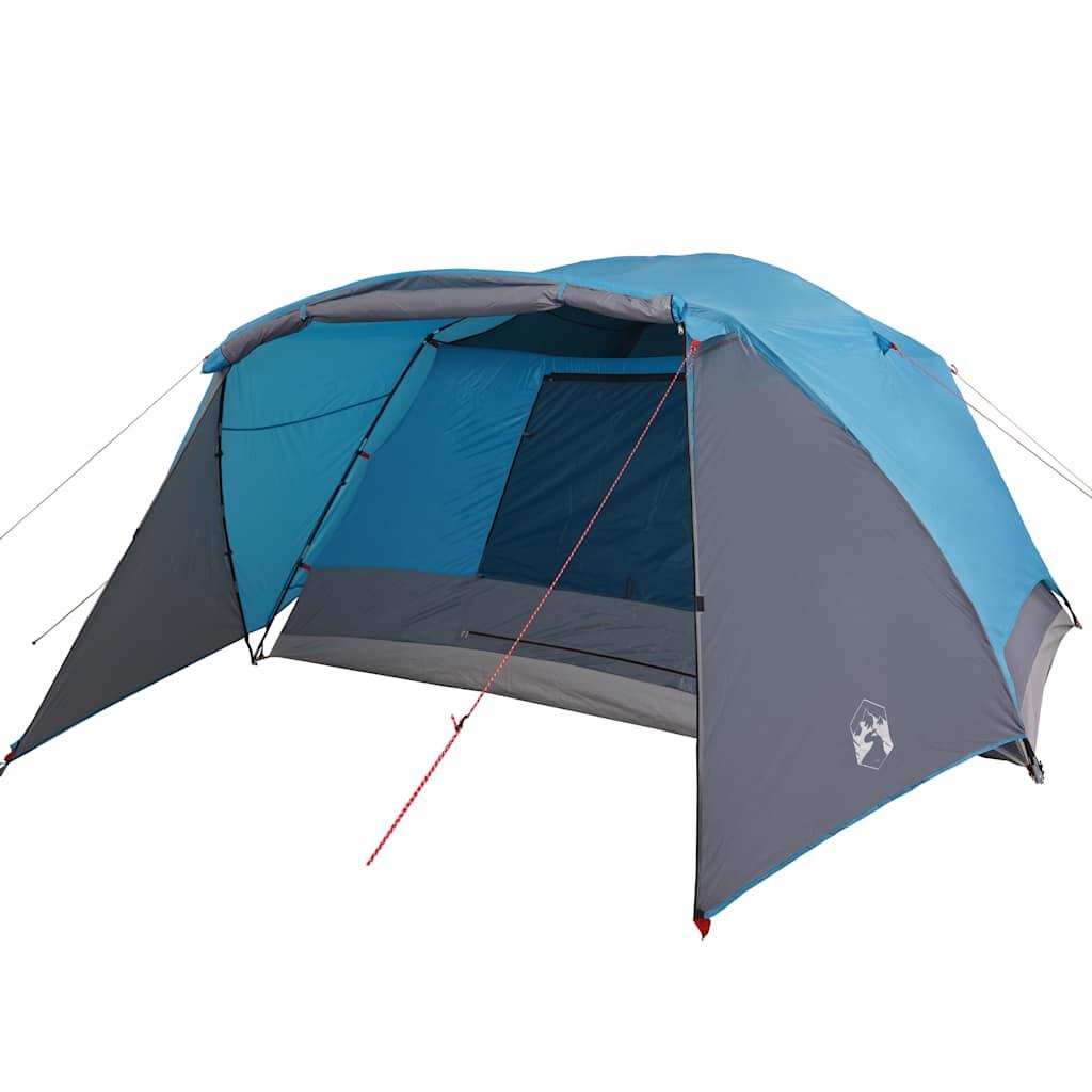 Tente 4 personnes étanche avec auvent en bleu 4/7