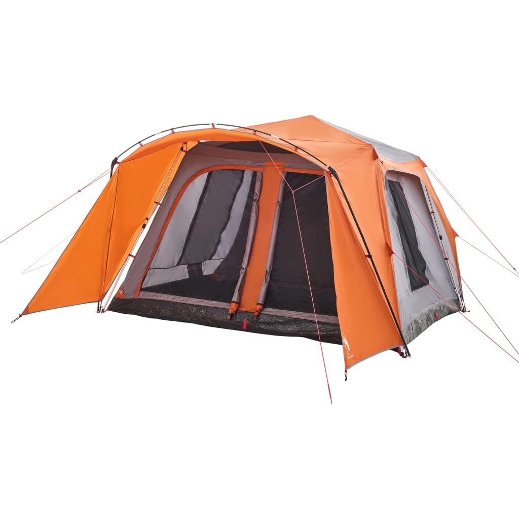 VidaXL Familienzelt 9 Personen mit Vordach Grau/Orange 4/7