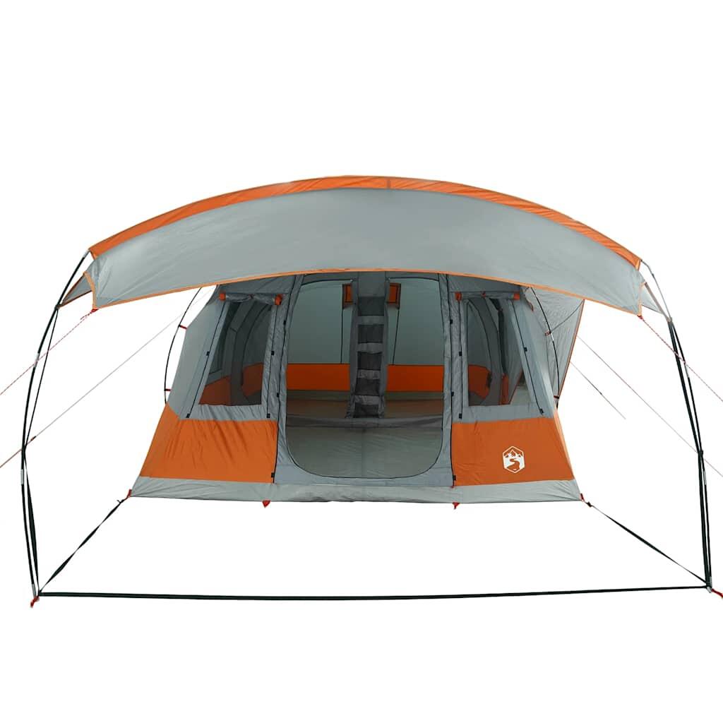 Tenda a tunnel per 5 persone VidaXL impermeabile grigio e arancione 6/7