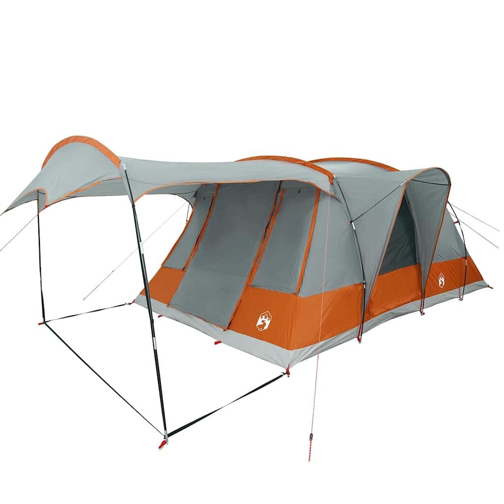 Tenda a tunnel per 5 persone VidaXL impermeabile grigio e arancione 5/7