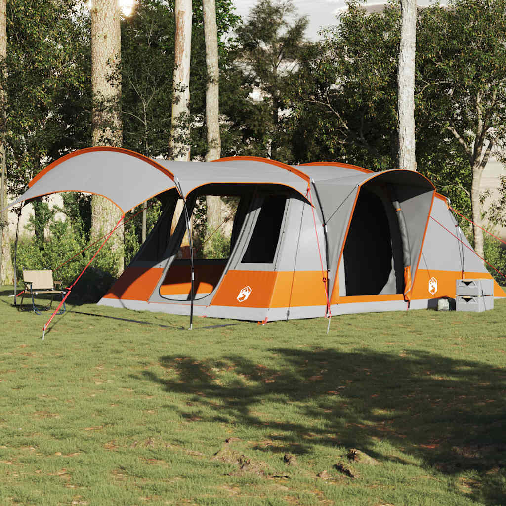 Tenda a tunnel per 5 persone VidaXL impermeabile grigio e arancione 4/7