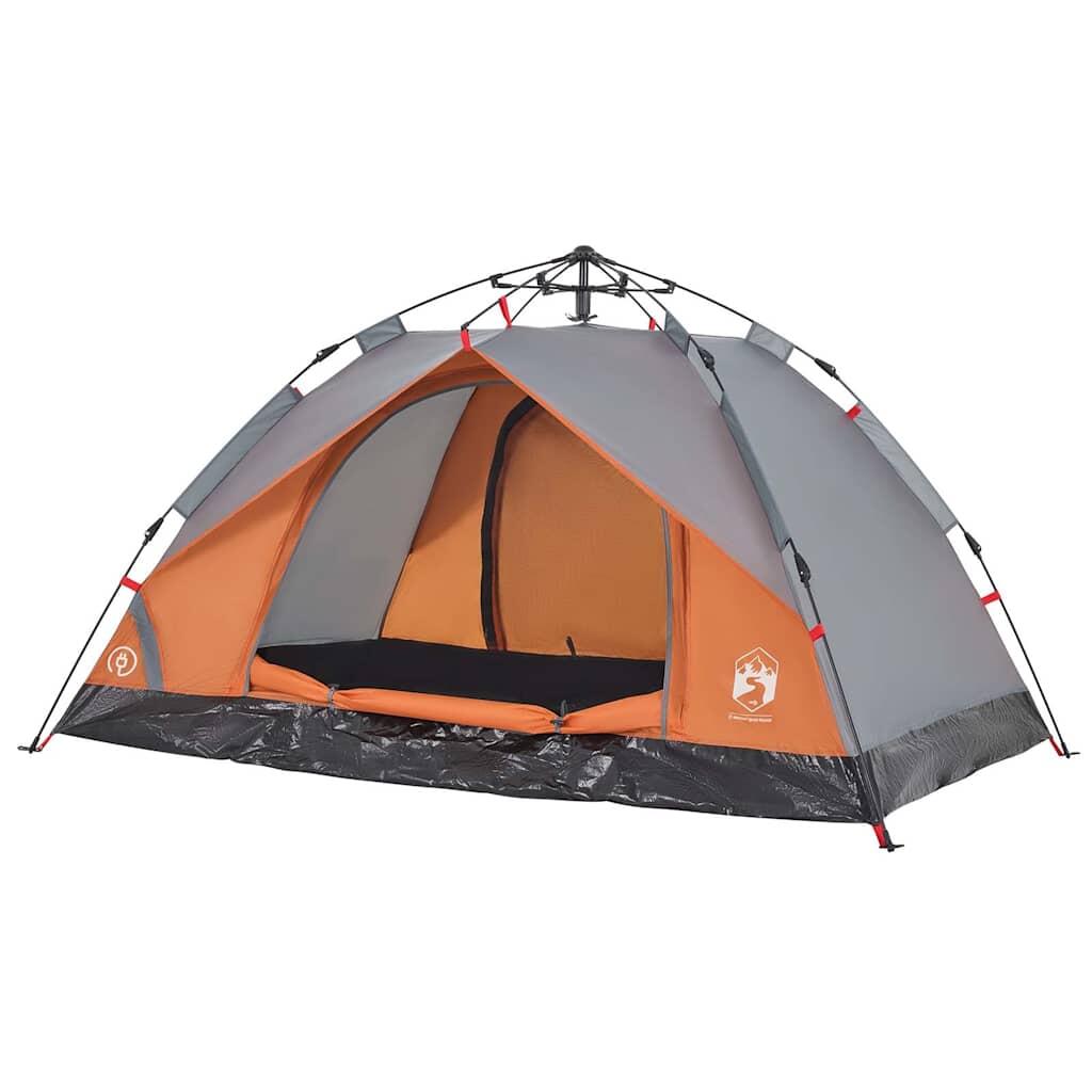 VidaXL 2-persoons koepeltent met snelspan grijs/oranje 4/7