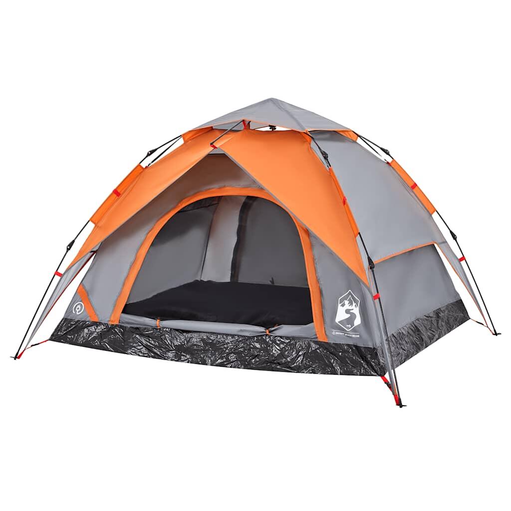 Tente dôme VidaXL 3 personnes à ouverture rapide gris et orange 4/7