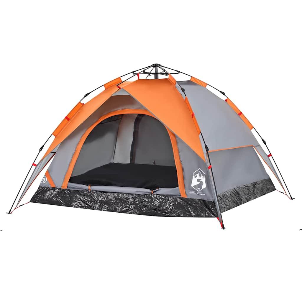 Tente dôme VidaXL 3 personnes à ouverture rapide gris et orange 5/7