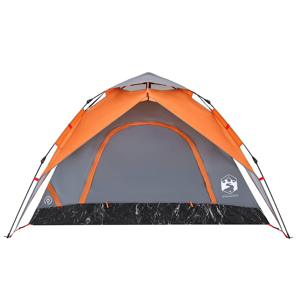 VidaXL Kuppelzelt für 5 Personen mit Schnellverschluss grau/orange 6/7