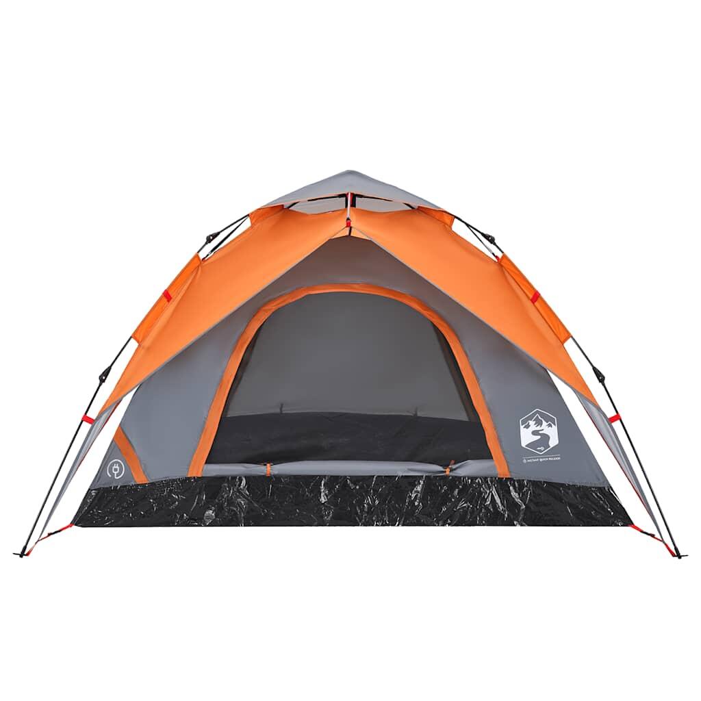 VidaXL Kuppelzelt für 5 Personen mit Schnellverschluss grau/orange 5/7