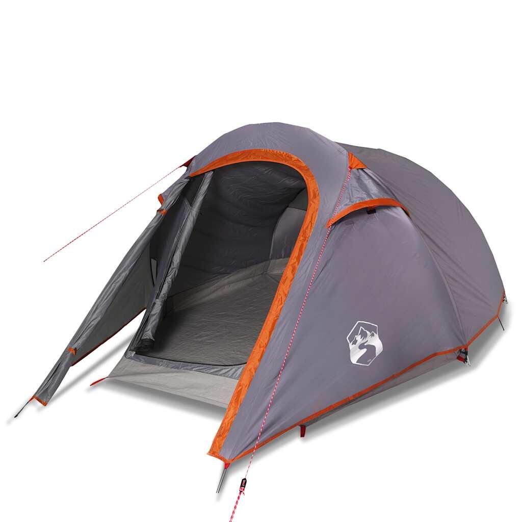 Tente tunnel VidaXL 3 personnes imperméable gris et orange 4/7