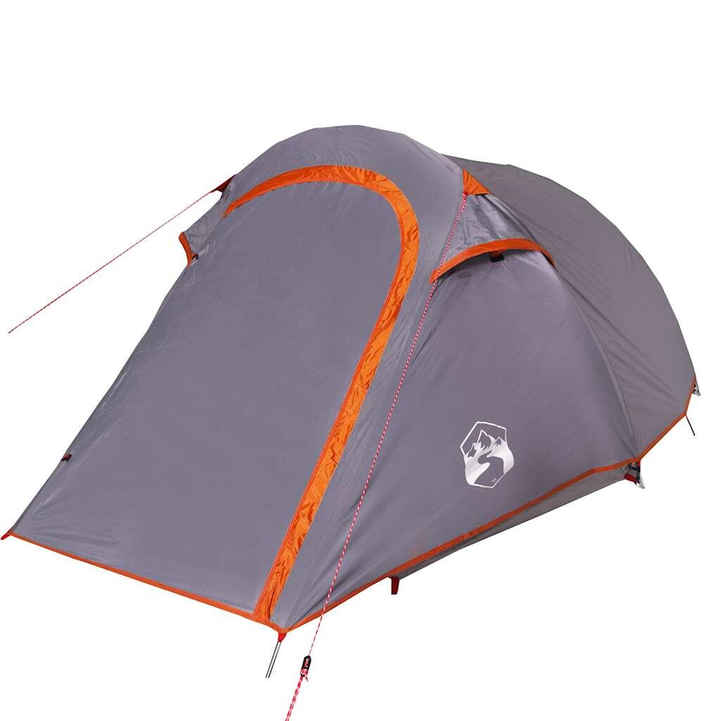 Tente tunnel VidaXL 3 personnes imperméable gris et orange 5/7