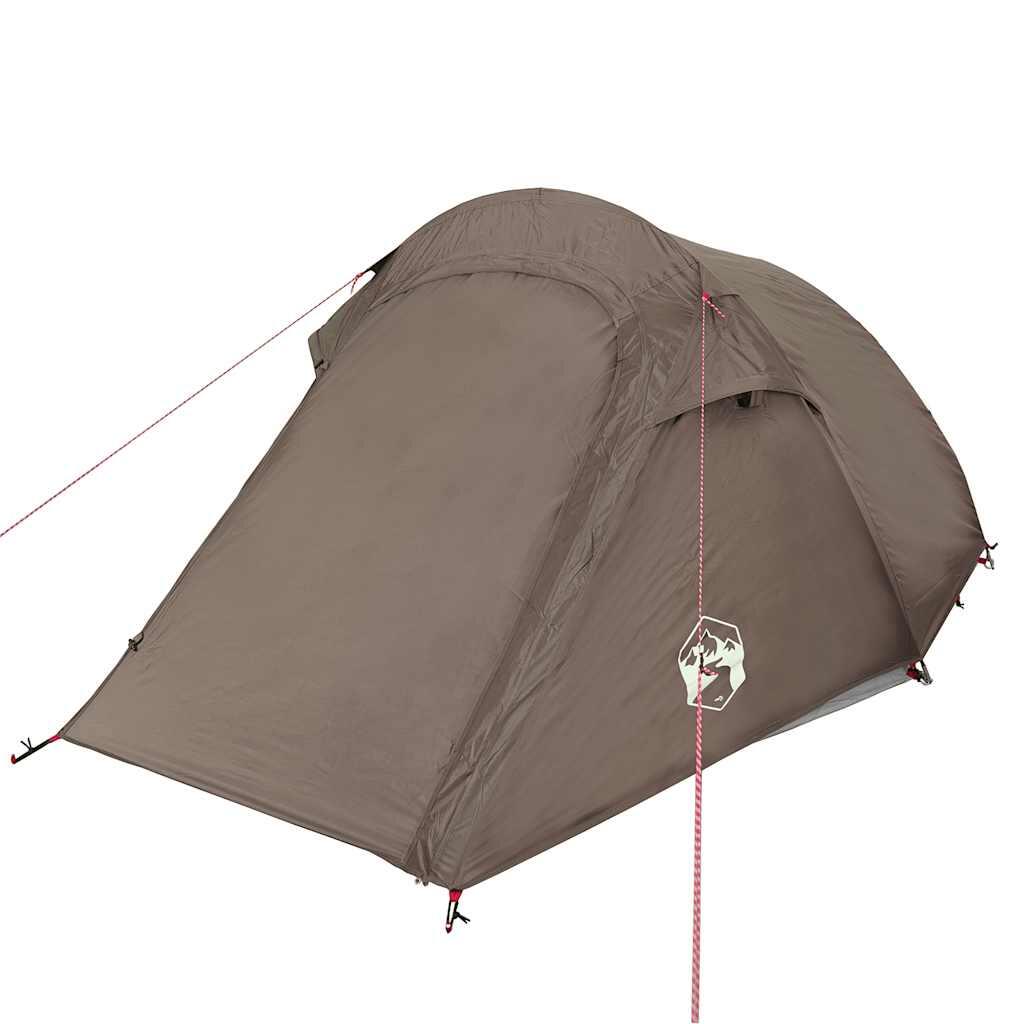 Tienda túnel VidaXL para 2 personas impermeable, marrón 5/7
