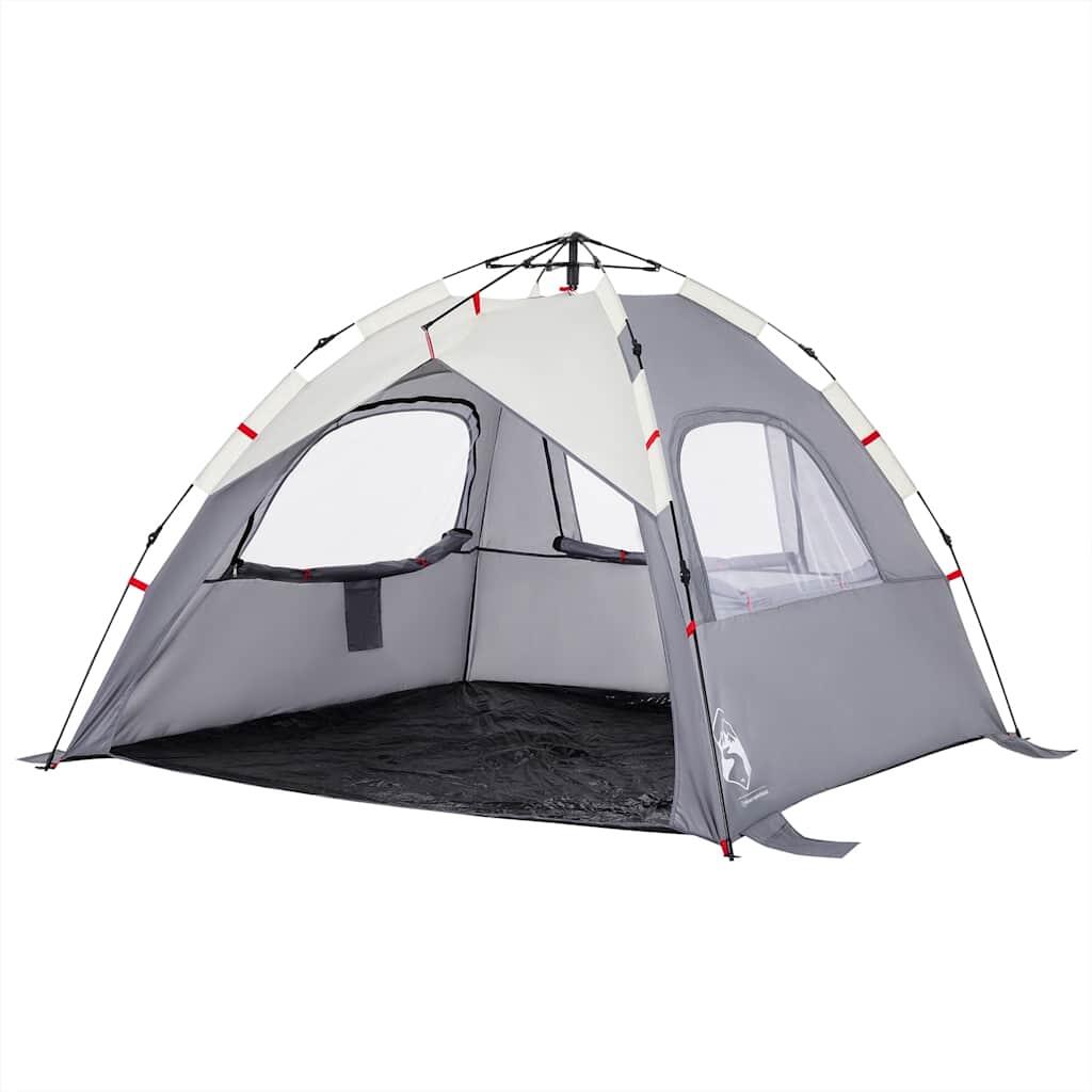 Tente de plage VidaXL 3 personnes imperméable grise 5/7