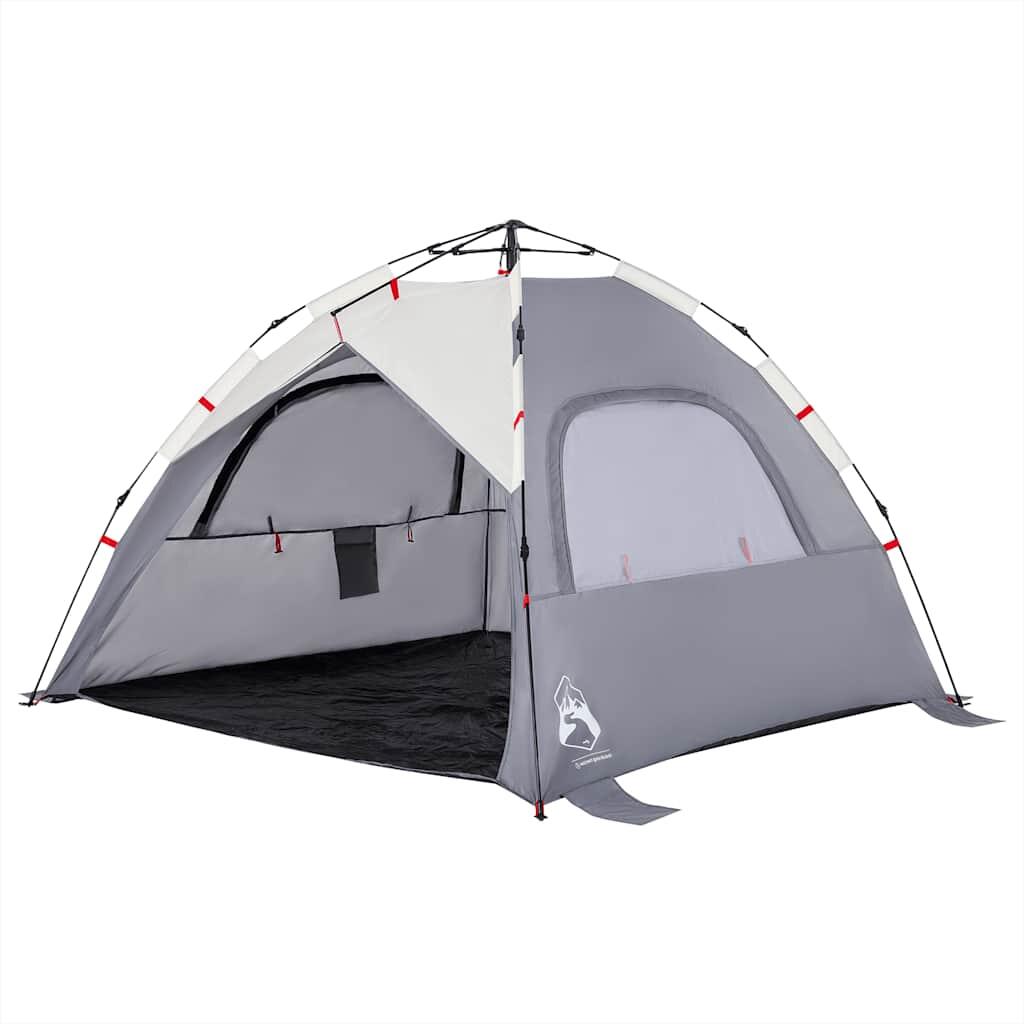 Tente de plage VidaXL 3 personnes imperméable grise 4/7