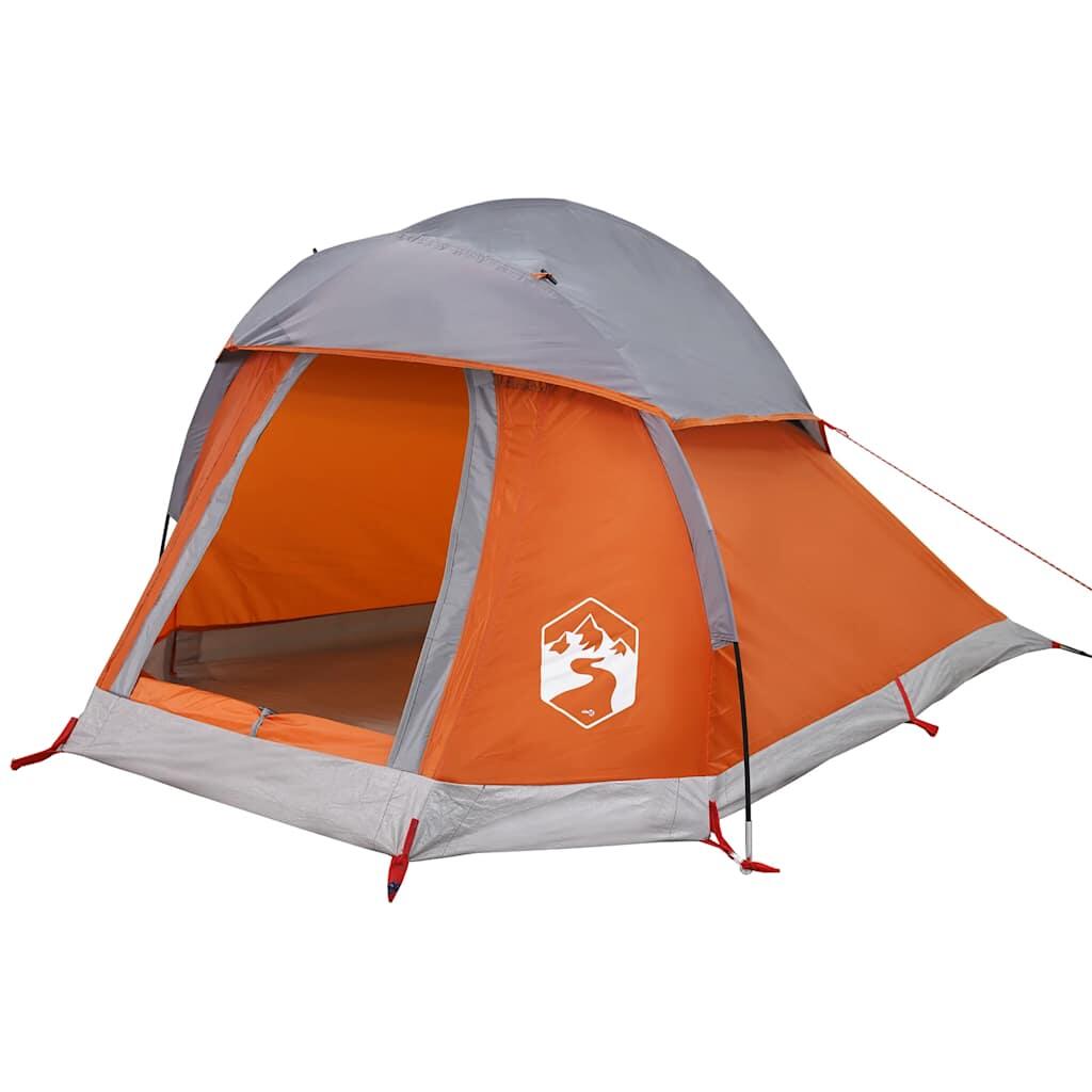 Tente de dôme VidaXL 1 personne - Étanche gris et orange 4/7