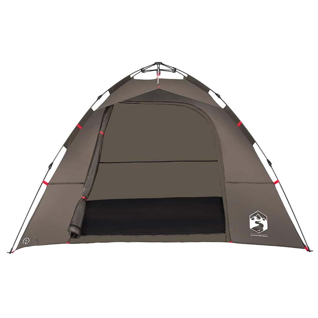 VidaXL 4-Persoons Tent met Snelle Montage in Bruin 6/7