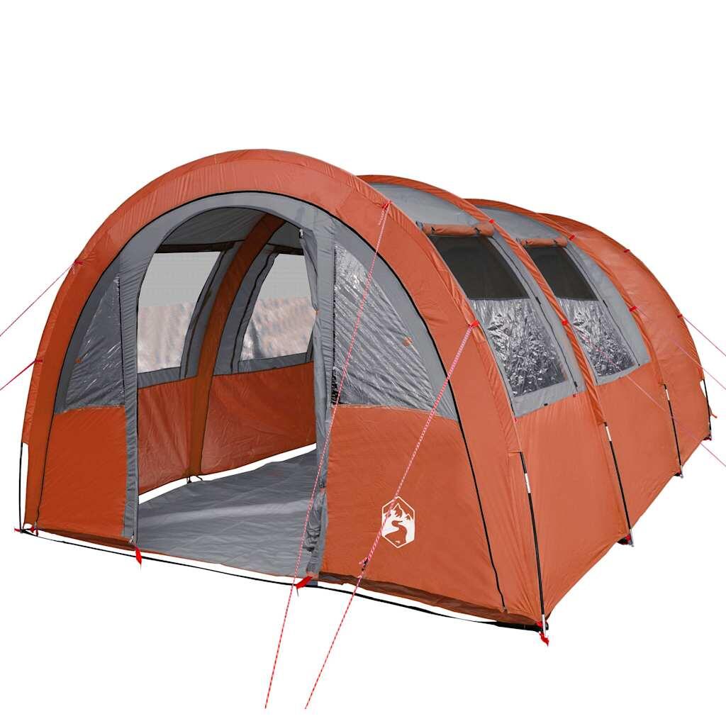 Tente de camping vidaXL Tunnel 4 personnes grise et orange 4/7