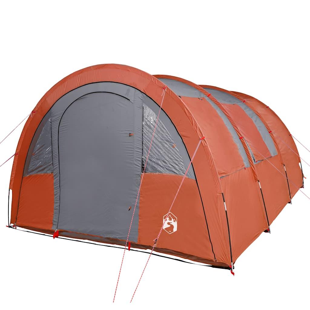 Tente de camping vidaXL Tunnel 4 personnes grise et orange 5/7