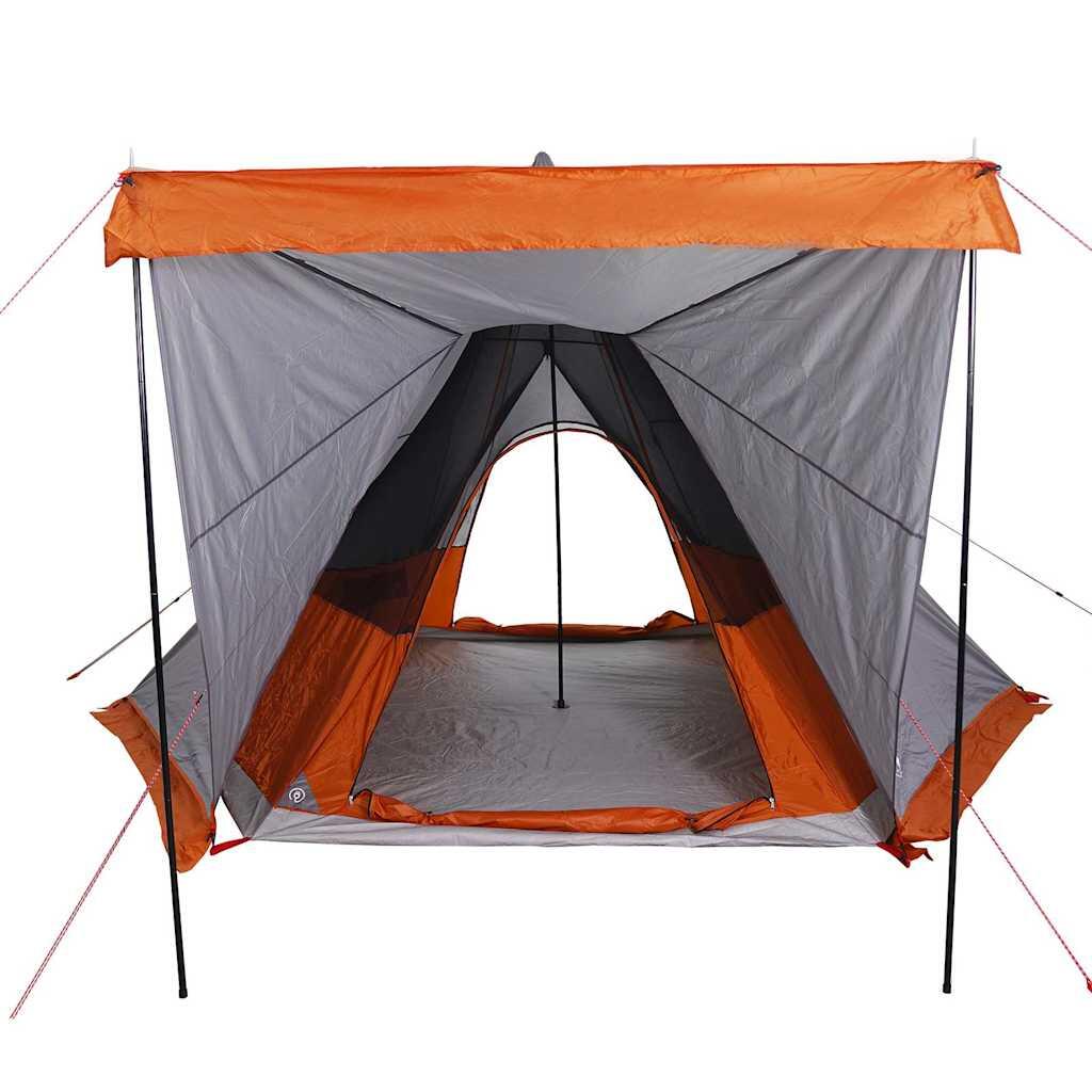 Tente tipi VidaXL 6 personnes imperméable gris et orange 5/7