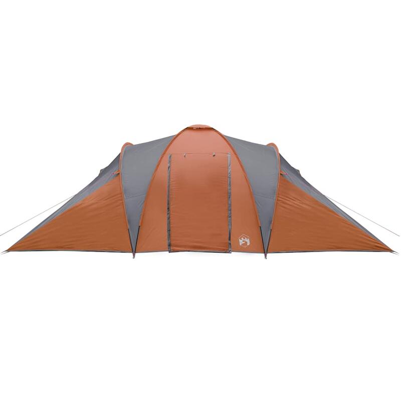 Cort de camping vidaXL pentru 6 persoane, cu copertină gri-portocaliu