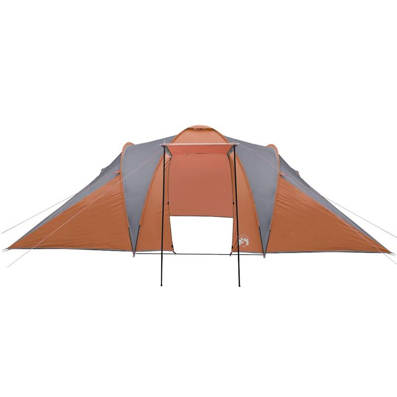 Cort de camping vidaXL pentru 6 persoane, cu copertină gri-portocaliu