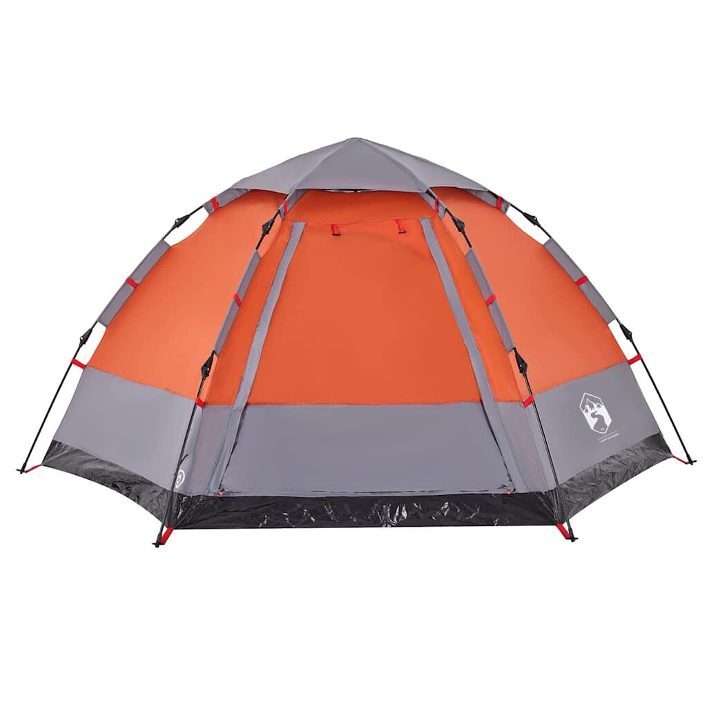 Tente de camping VidaXL 4 personnes à ouverture rapide, gris/orange 6/7