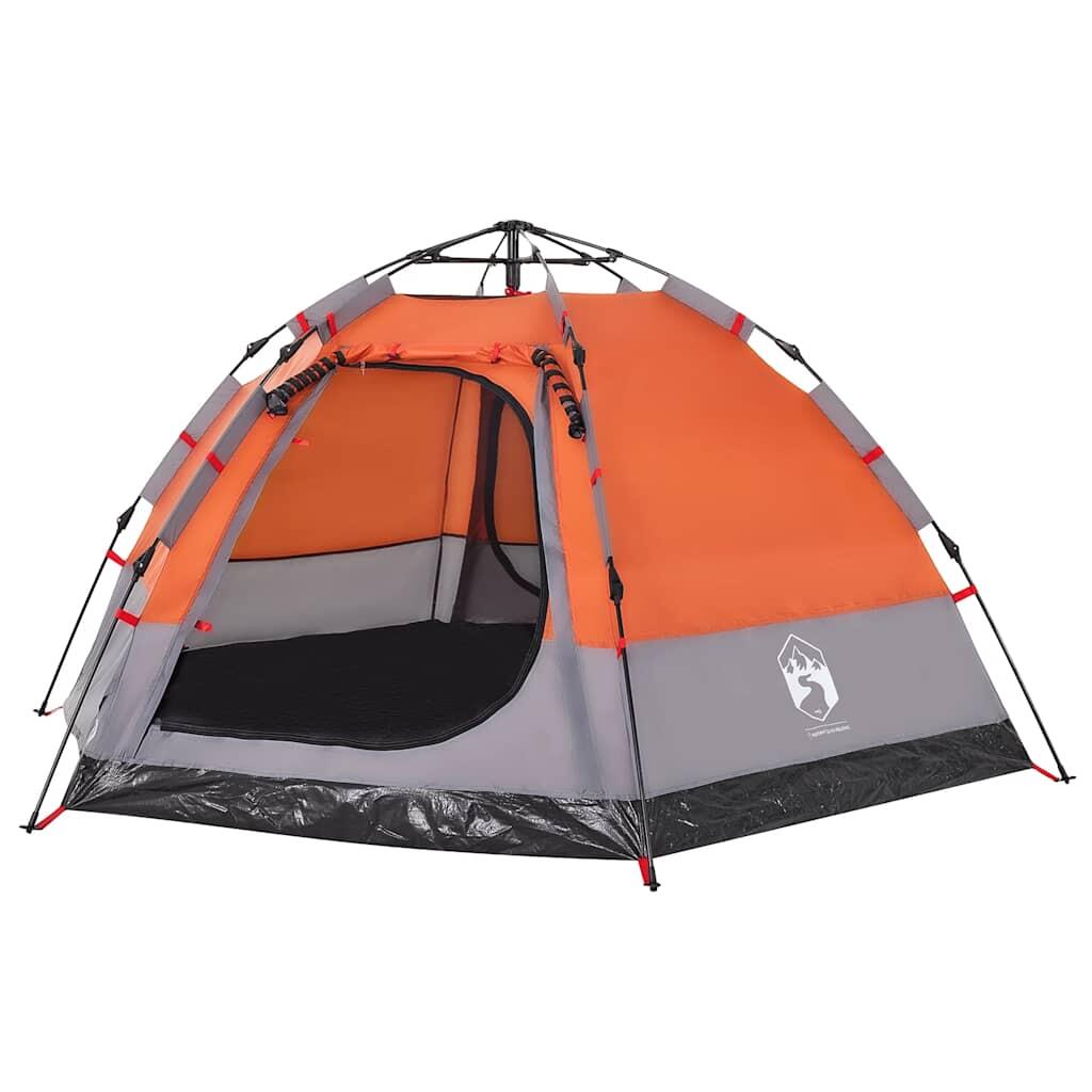 Tente de camping VidaXL 4 personnes à ouverture rapide, gris/orange 5/7