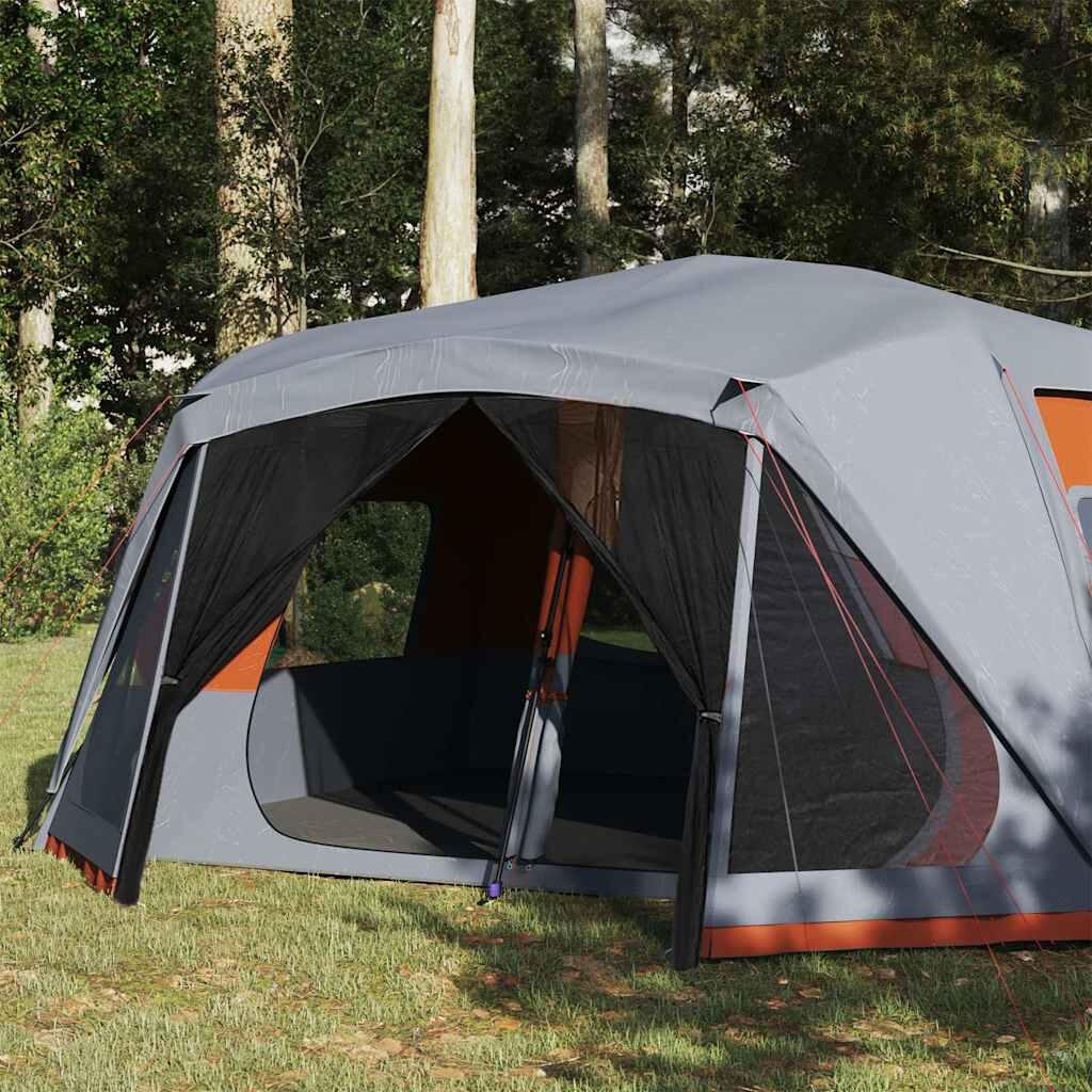 VidaXL Tente 10 Personnes - Étanche et Montage Rapide en Gris et Orange 4/7