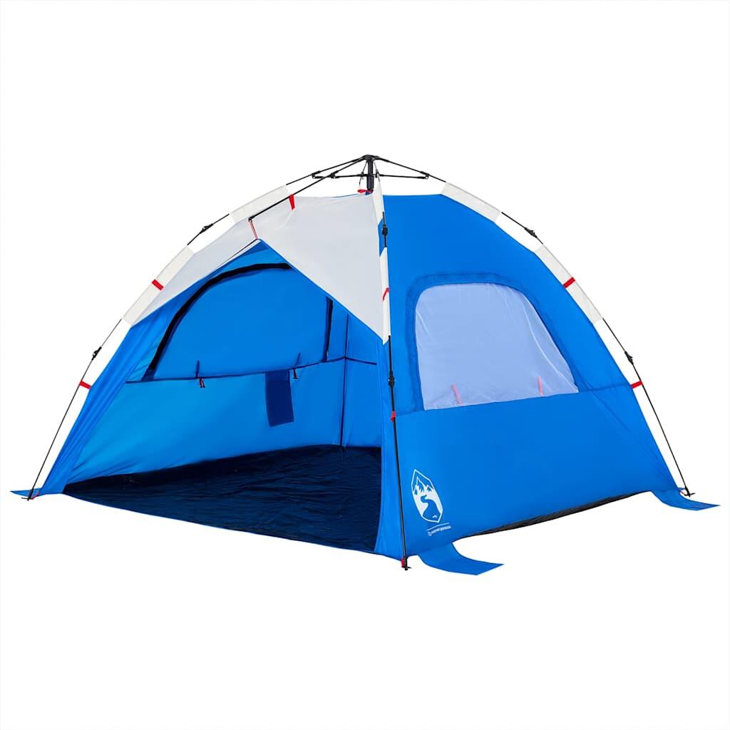 Tente de plage VidaXL 3 personnes, imperméable, ouverture rapide, bleu azur 4/7