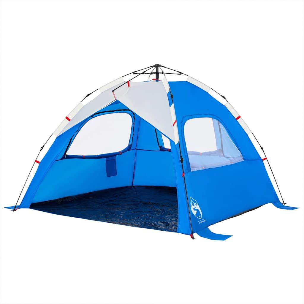 Tente de plage VidaXL 3 personnes, imperméable, ouverture rapide, bleu azur 5/7