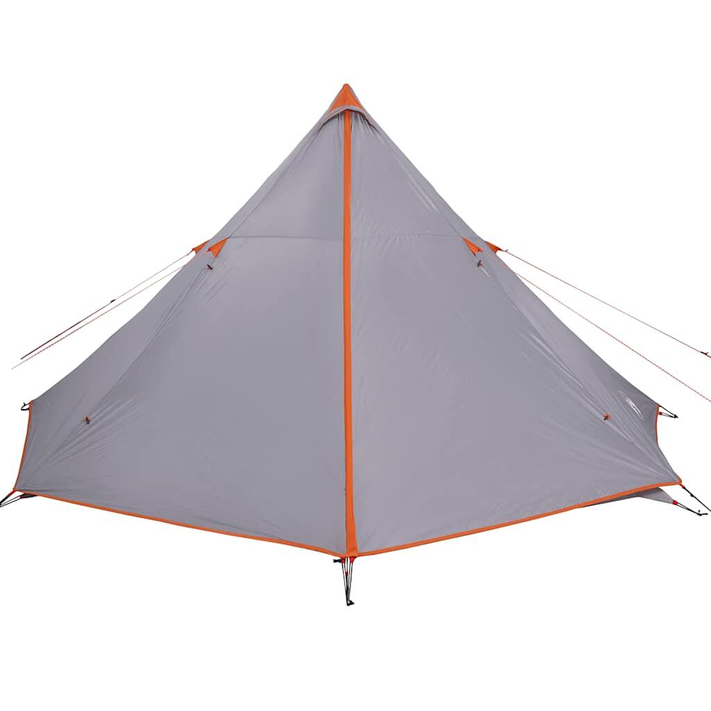 VidaXL Tipi-tent voor 8 personen, waterdicht, grijs en oranje 6/7