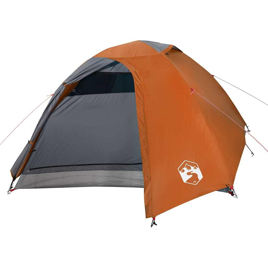 Vidaxl Tente Dôme 4 Personnes - Étanche Gris et Orange 4/7