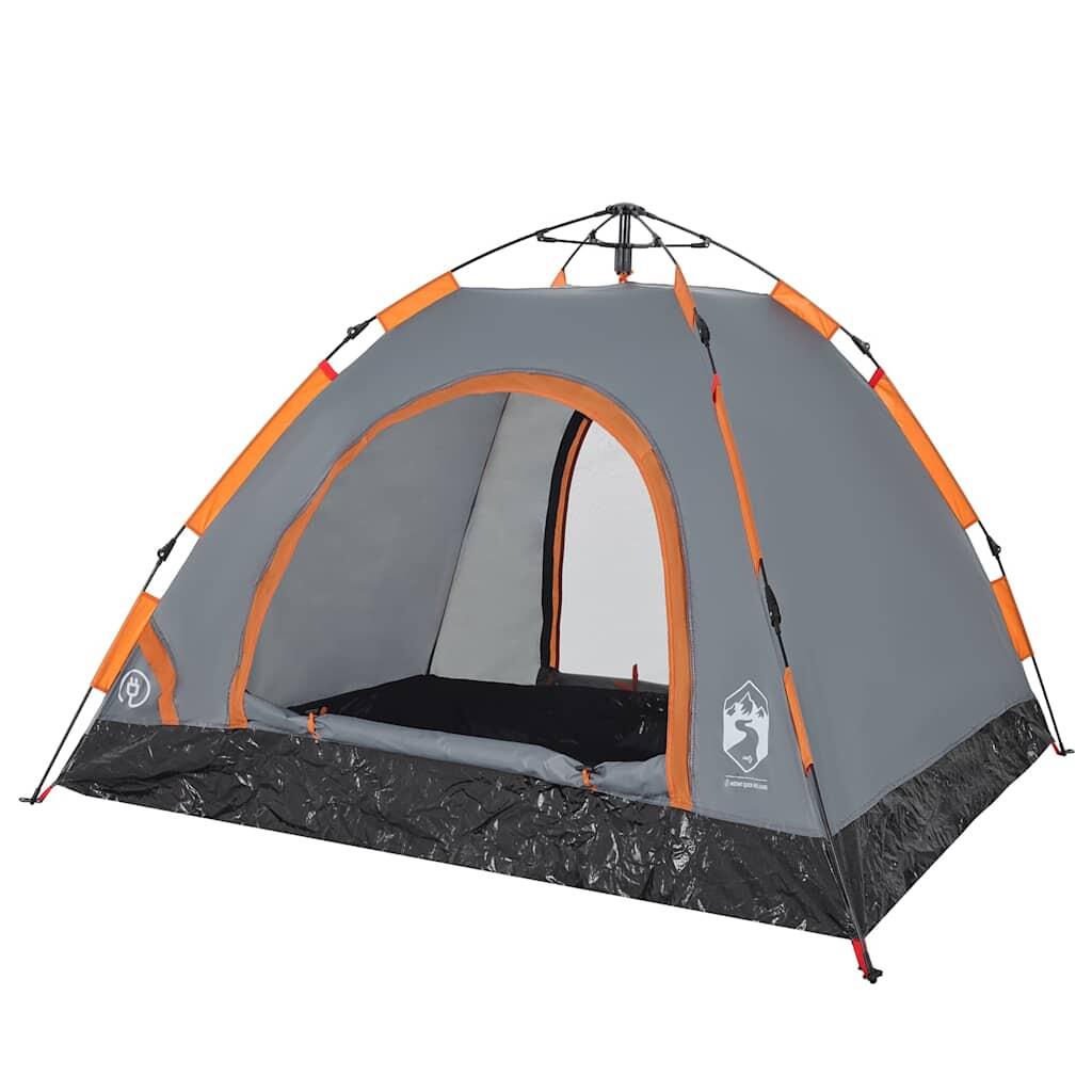 VidaXL 3-Personen Zelt mit Schnellverschluss - Grau und Orange 5/7