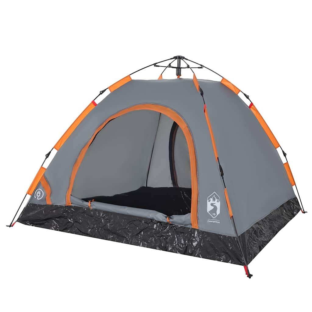 VidaXL 3-Personen Zelt mit Schnellverschluss - Grau und Orange 4/7