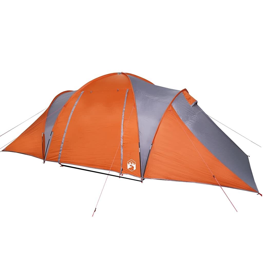 VidaXL Tenda a cupola 6 posti impermeabile grigio e arancione 5/7
