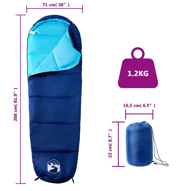 Sac de dormit vidaxl mumie albastru, ușor și durabil
