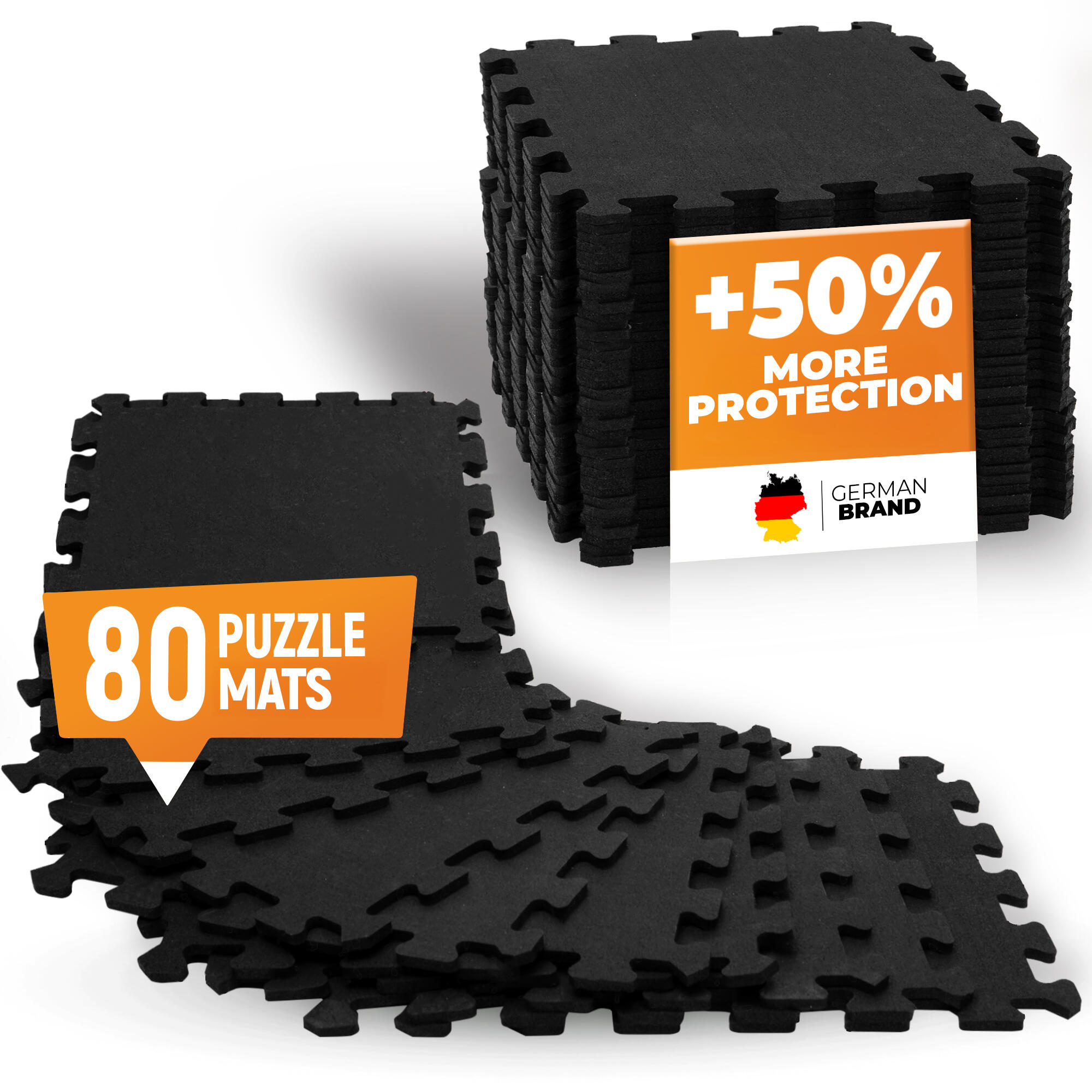 NEOLYMP Bodenschutzmatte Fitness - schwere Kautschuk-Bodenmatte - 80er Set Puzzlematte