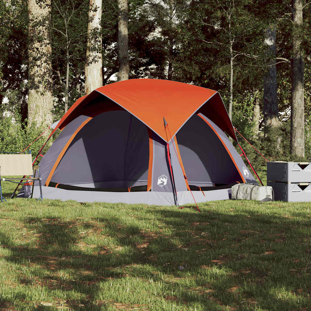Tente Vidaxl Étanche pour 4 Personnes en Gris et Orange 4/7