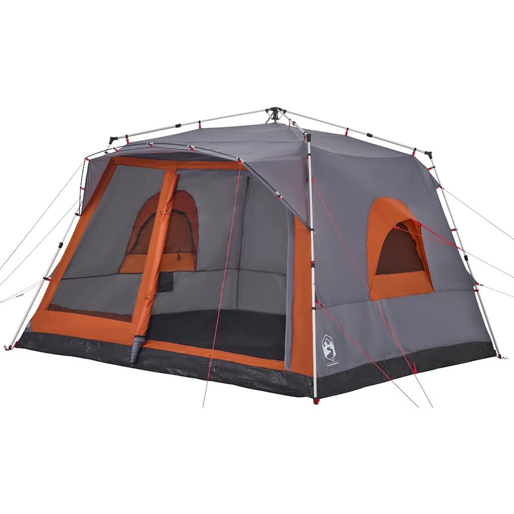 Tente familiale VidaXL 7 personnes ouverture rapide gris/orange 4/7
