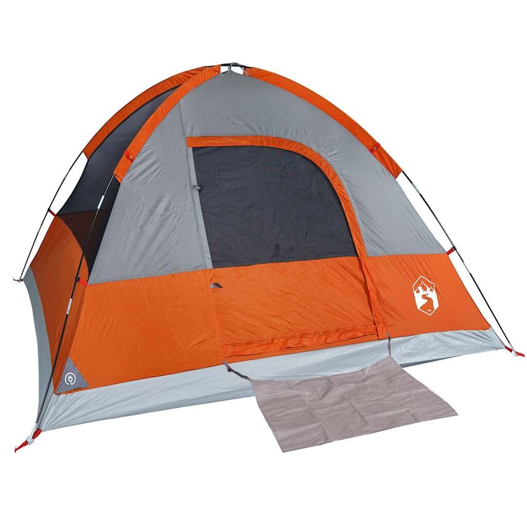 Vidaxl Tente Dôme Étanche 4 Personnes en Gris et Orange 5/7