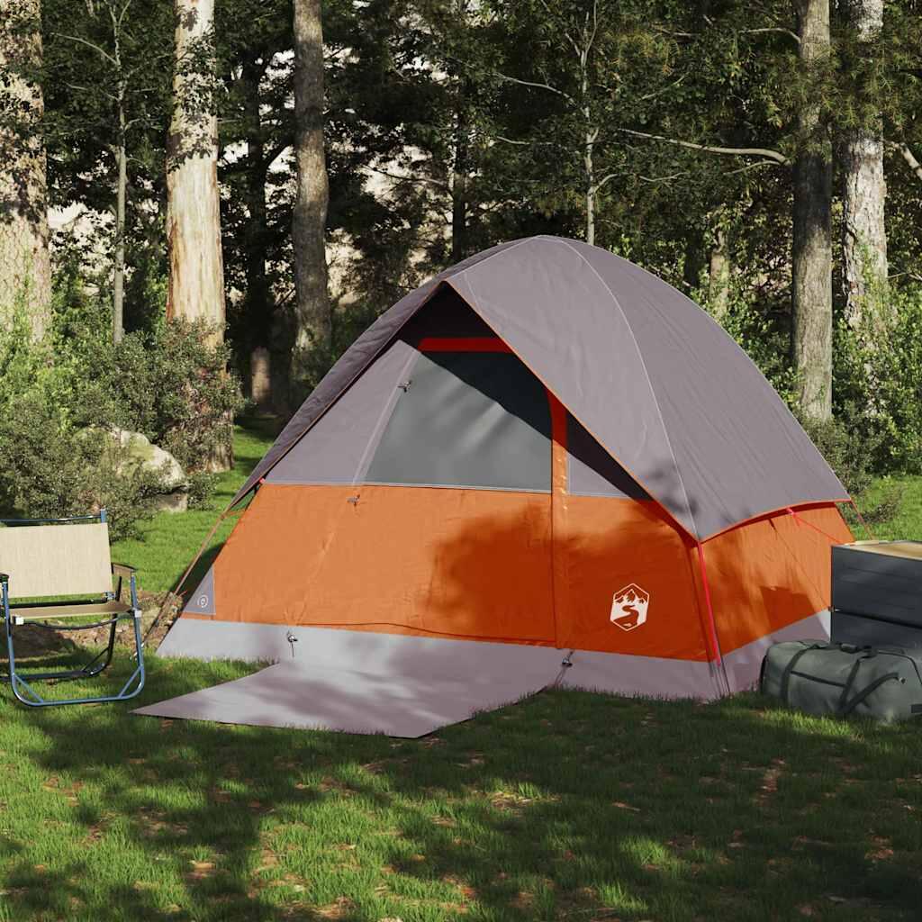 Vidaxl Tente Dôme Étanche 4 Personnes en Gris et Orange 4/7