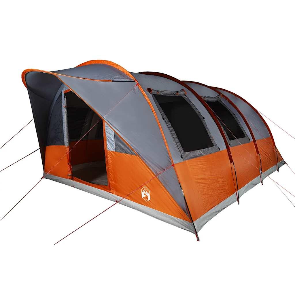 Tienda de túnel impermeable Vidaxl para 5 personas en gris y naranja 4/7