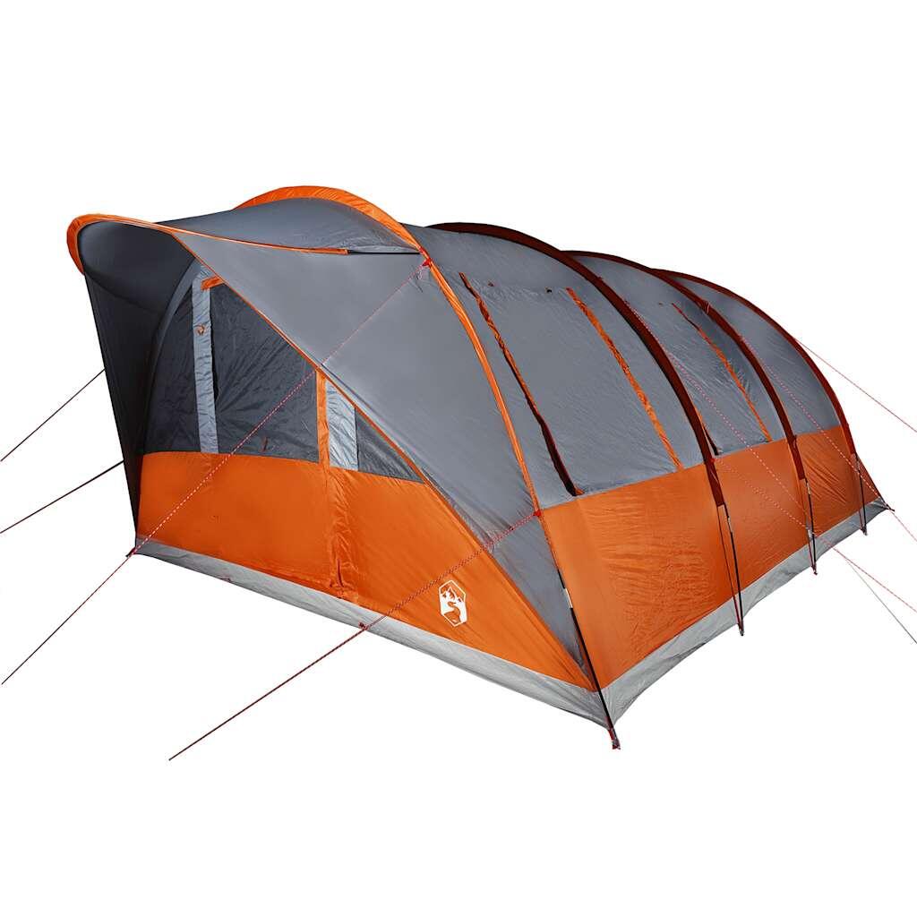 Tienda de túnel impermeable Vidaxl para 5 personas en gris y naranja 5/7
