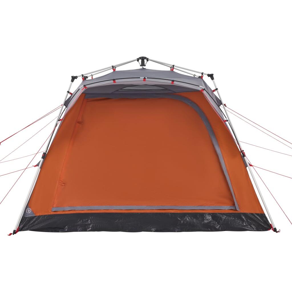 Tente de Camping VidaXL 4 Personnes avec Libération Rapide en Gris et Orange 5/7