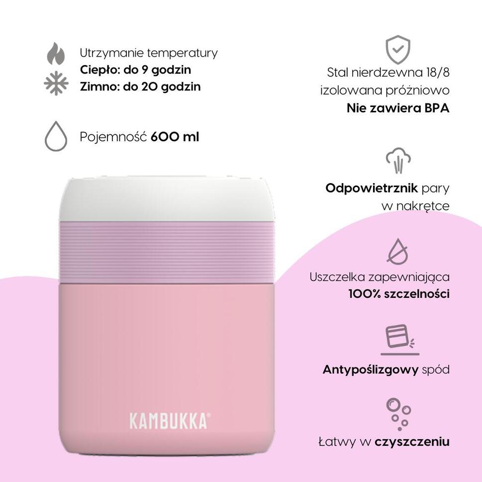 Termos obiadowy pojemnik termiczny Kambukka Bora 600 ml - Baby Pink